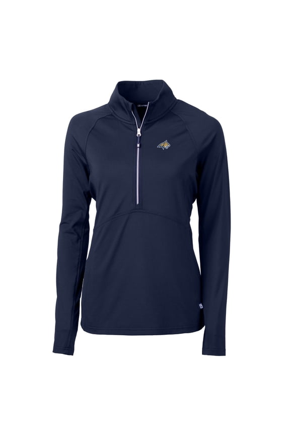 Women's Cutter & Buck Navy Montana State Bobcats Adapt Eco Knit Half-Zip Pullover Jacket