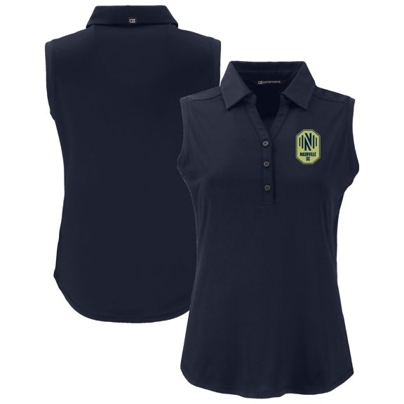 Women's Cutter & Buck Navy Nashville SC Forge Eco Stretch Recycled Sleeveless Polo