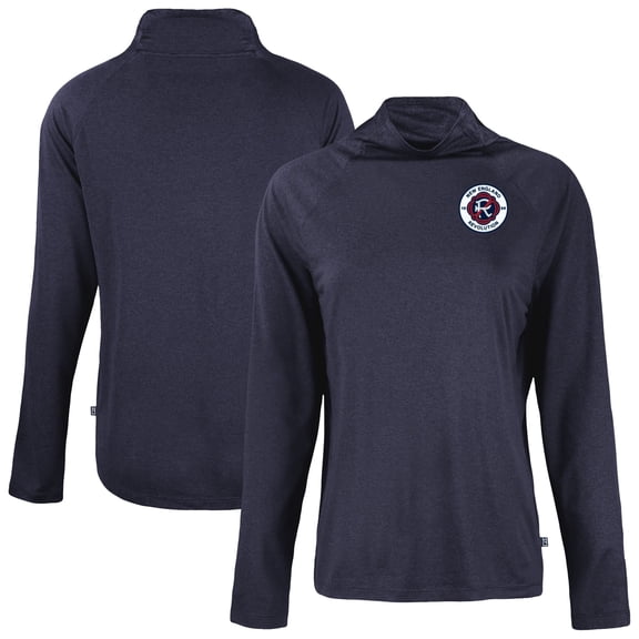 Women's-Cutter & Buck Navy New England Revolution Coastline Epic Comfort Eco Recycled Funnel-Neck Top