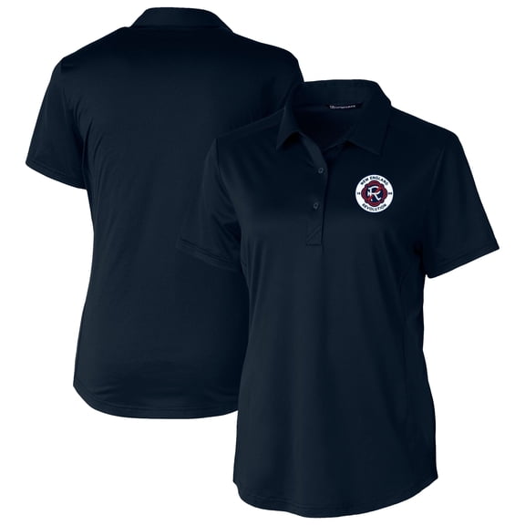 Women's-Cutter & Buck  Navy New England Revolution Prospect Eco Textured Stretch Recycled Polo