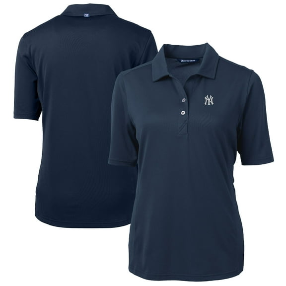 Women's Cutter & Buck  Navy New York Yankees DryTec Virtue Eco Pique Recycled Polo