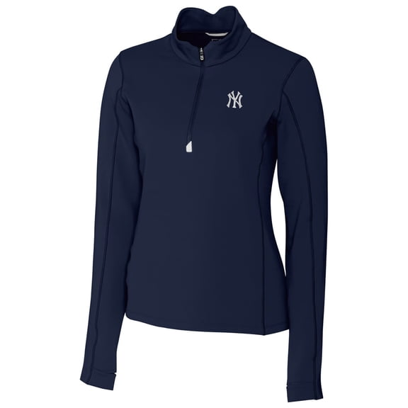 Women's Cutter & Buck Navy New York Yankees Traverse Half-Zip Pullover Jacket
