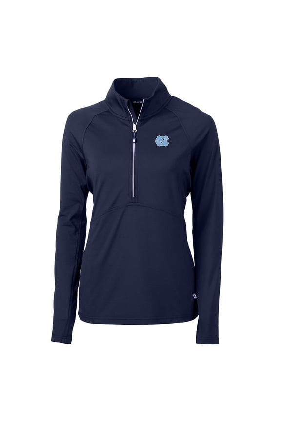 Women's Cutter & Buck Navy North Carolina Tar Heels Adapt Eco Knit Half-Zip Pullover Jacket