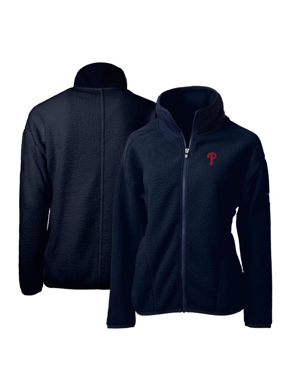 Women's Cutter & Buck Navy Philadelphia Phillies Cascade Eco Sherpa Fleece Full-Zip Jacket