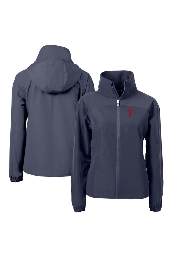 Women's Cutter & Buck  Navy Philadelphia Phillies Charter Eco Recycled Full-Zip Jacket