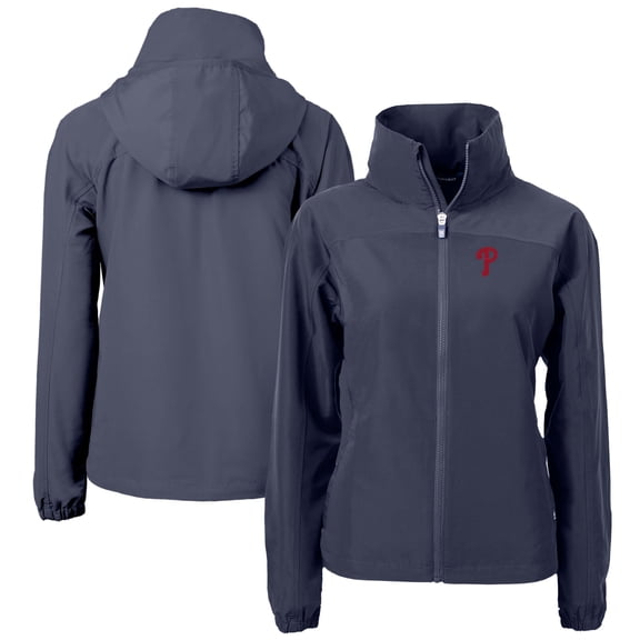 Women's Cutter & Buck Navy Philadelphia Phillies Charter Eco Recycled Full-Zip Jacket