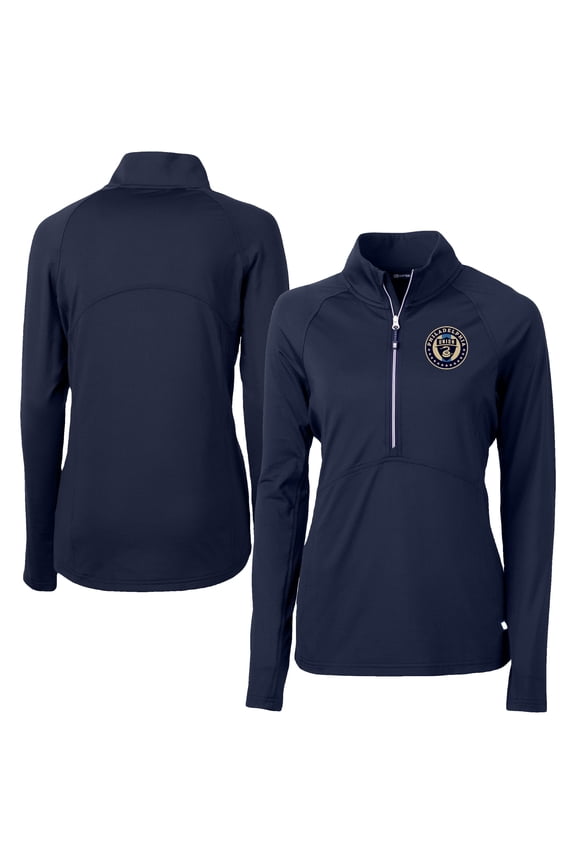 Women's Cutter & Buck  Navy Philadelphia Union Adapt Eco Knit Stretch Recycled Half-Zip Top