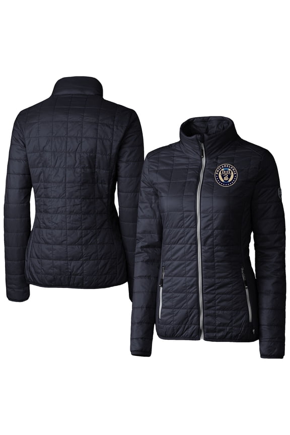Women's-Cutter & Buck  Navy Philadelphia Union Rainier PrimaLoft Eco Insulated Full-Zip Printed Puffer Jacket