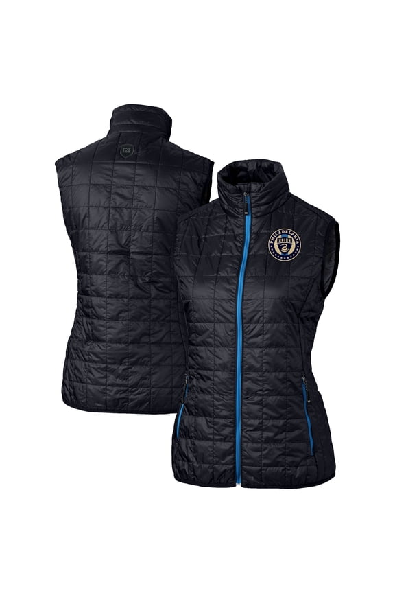 Women's-Cutter & Buck  Navy Philadelphia Union Rainier PrimaLoft Eco Insulated Full-Zip Printed Puffer Vest