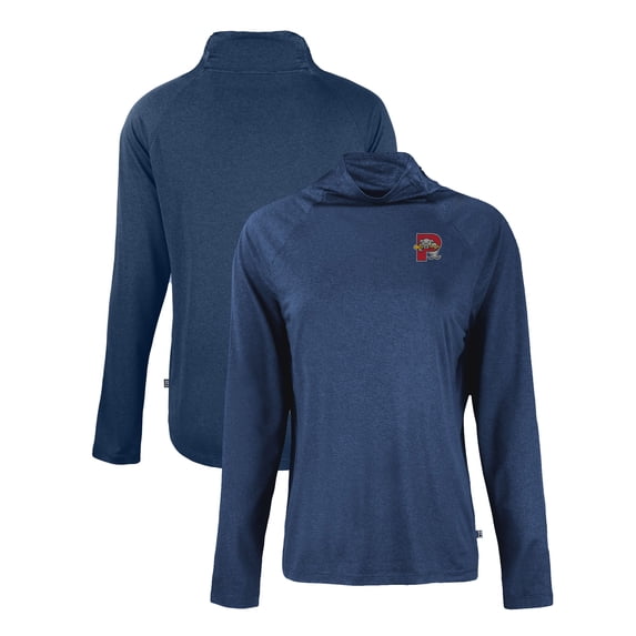 Women's Cutter & Buck Navy Portland Sea Dogs Coastline Epic Comfort Eco Recycled Funnel Neck Raglan Pullover Top