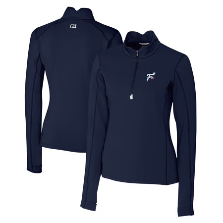 Women's Cutter & Buck Navy Reading Fightin Phils Traverse DryTec Stretch Quarter-Zip Pullover Top