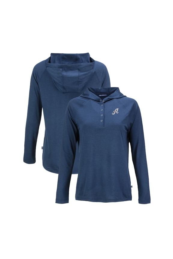 Women's Cutter & Buck Navy Reno Aces Coastline Epic Comfort Eco Recycled Long Sleeve Hoodie T-Shirt
