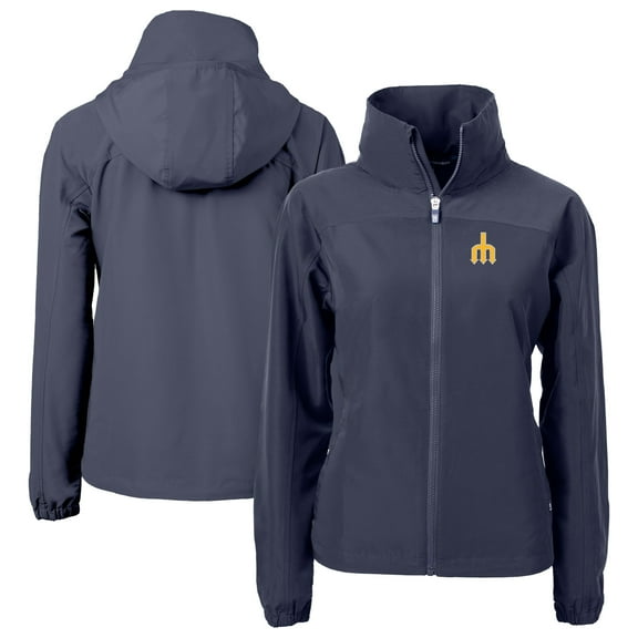 Women's Cutter & Buck Navy Seattle Mariners Charter Eco Recycled Full-Zip Jacket