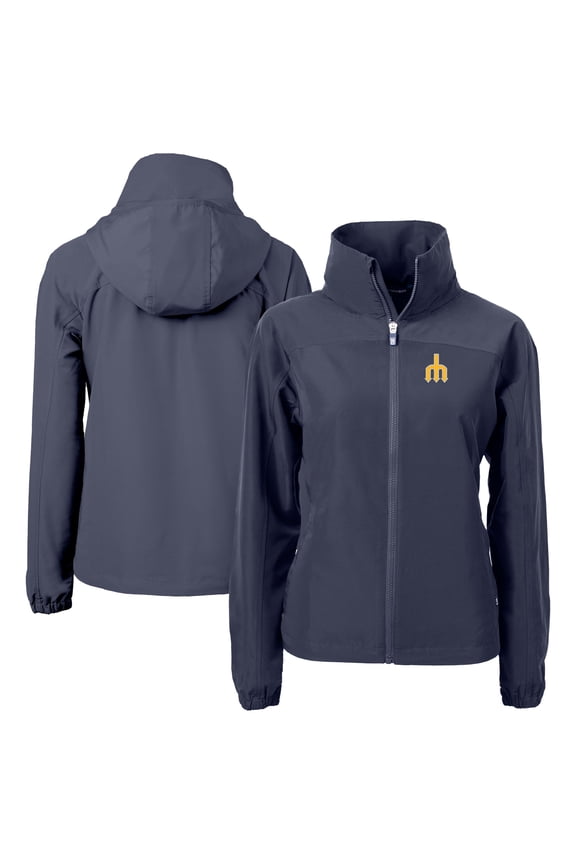 Women's Cutter & Buck Navy Seattle Mariners Charter Eco Recycled Full-Zip Jacket