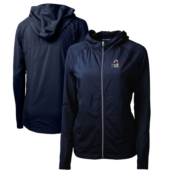 Women's Cutter & Buck Navy Springfield Cardinals Adapt Eco Knit Hybrid Recycled Raglan Full-Zip Jacket