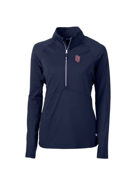 Women's Cutter & Buck Navy St. Johns Red Storm Adapt Eco Knit Half-Zip Pullover Jacket