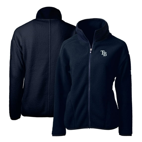 Women's Cutter & Buck Navy Tampa Bay Rays Cascade Eco Sherpa Fleece Full-Zip Jacket