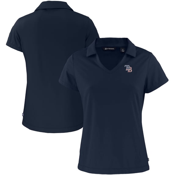 Women's Cutter & Buck Navy Tampa Bay Rays Daybreak Eco Recycled V-Neck Polo