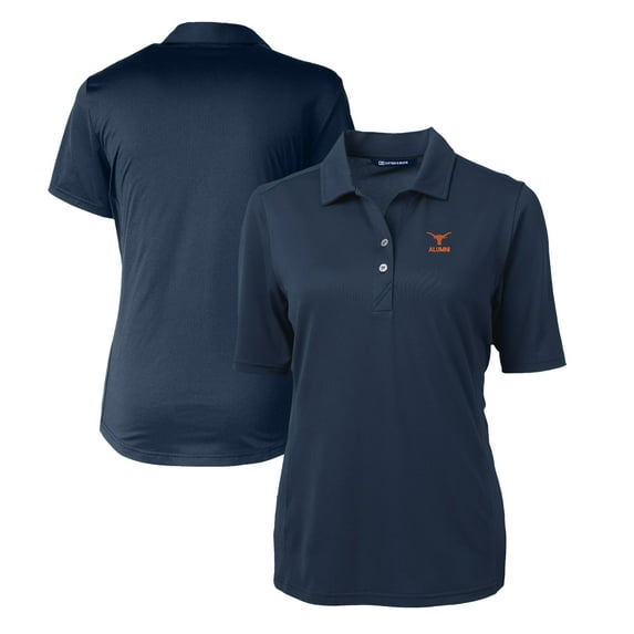 Women's Cutter & Buck Navy Texas Longhorns Alumni Virtue Eco Pique Recycled Polo