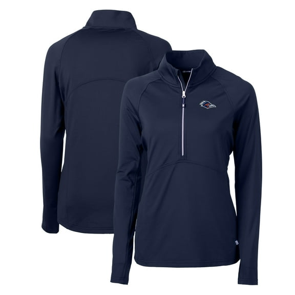 Women's Cutter & Buck  Navy UTSA Roadrunners Adapt Eco Knit Stretch Recycled Half-Zip Pullover Top