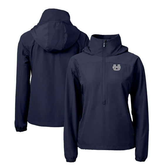 Women's Cutter & Buck Navy Utah State Aggies Charter Eco Recycled Half-Zip Anorak Jacket