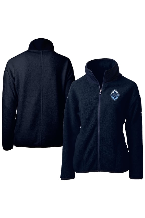 Women's Cutter & Buck Navy Vancouver Whitecaps FC Cascade Eco Fleece Full-Zip Jacket