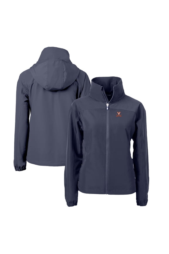 Women's Cutter & Buck Navy Virginia Cavaliers Charter Eco Recycled Full-Zip Jacket