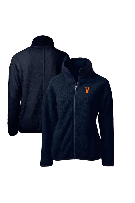 Women's Cutter & Buck Navy Virginia Cavaliers Vintage Cascade Eco Sherpa Full-Zip Fleece Jacket