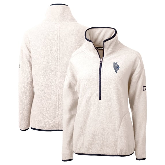 Women's Cutter & Buck Oatmeal Kansas City Royals City Connect Cascade Eco Sherpa Fleece Half-Zip Pullover Jacket