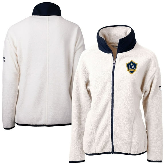 Women's Cutter & Buck Oatmeal LA Galaxy Cascade Eco Fleece Full-Zip Jacket