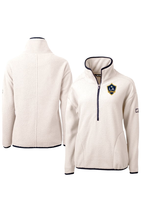 Women's Cutter & Buck Oatmeal LA Galaxy Cascade Eco Fleece Pullover Jacket