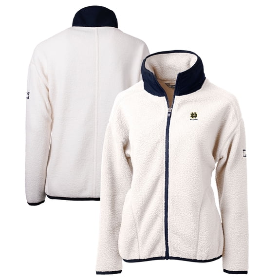 Women's Cutter & Buck Oatmeal Notre Dame Fighting Irish Alumni Cascade Eco Sherpa Full-Zip Fleece Jacket