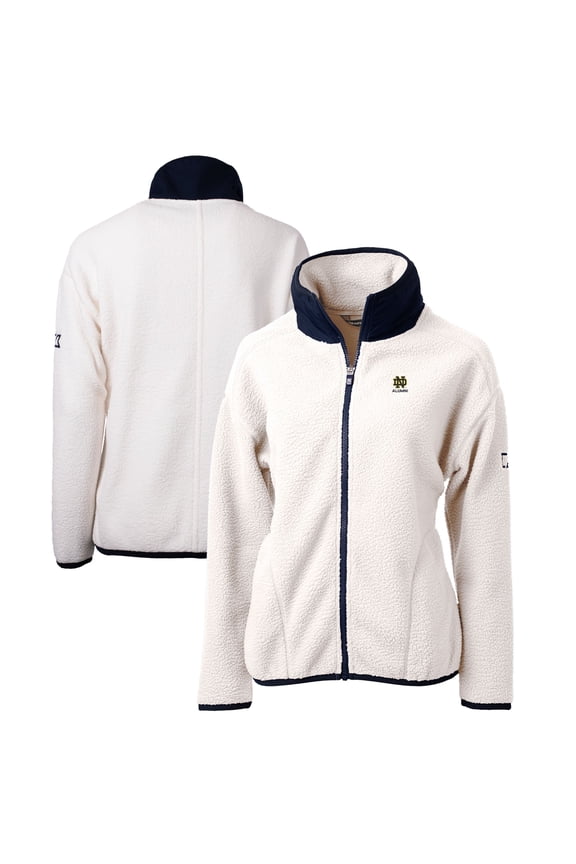 Women's Cutter & Buck Oatmeal Notre Dame Fighting Irish Alumni Cascade Eco Sherpa Full-Zip Fleece Jacket