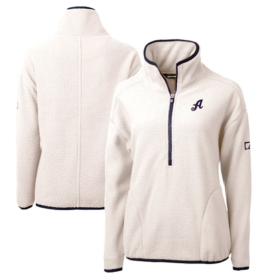 Women's Cutter & Buck Oatmeal Reno Aces Cascade Eco Sherpa Fleece Half-Zip Jacket