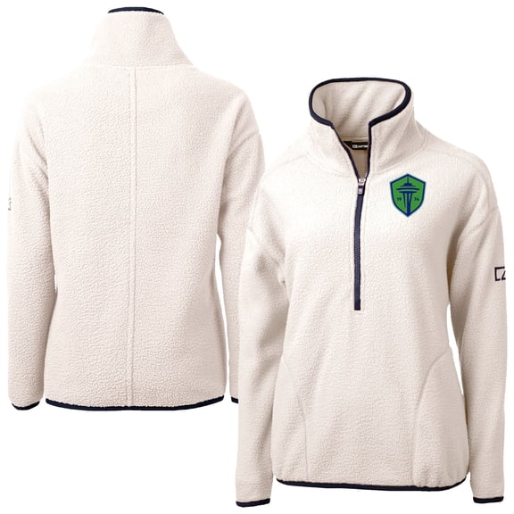 Women's Cutter & Buck Oatmeal Seattle Sounders FC Cascade Eco Fleece Pullover Jacket