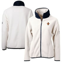Women's Cutter & Buck  Oatmeal Syracuse Orange Cascade Eco Sherpa Full-Zip Fleece Jacket