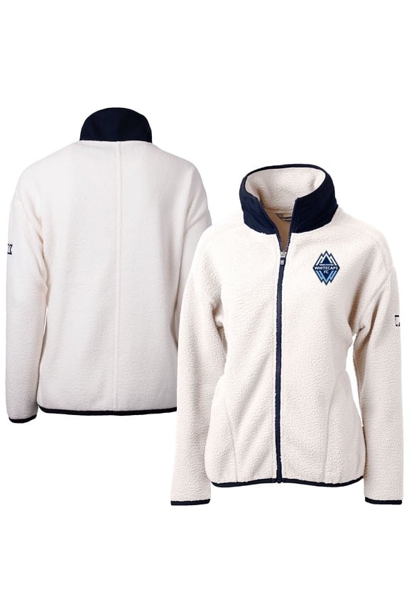 Women's Cutter & Buck Oatmeal Vancouver Whitecaps FC Cascade Eco Fleece Full-Zip Jacket