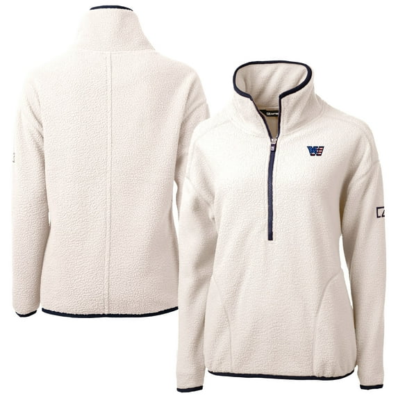 Women's Cutter & Buck Oatmeal Washington Commanders Americana Cascade Eco Sherpa Fleece Half-Zip Jacket