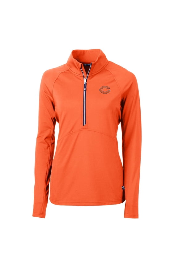 Women's Cutter & Buck Orange Chicago Bears Adapt Eco Knit Half-Zip Pullover Jacket