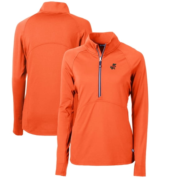 Women's Cutter & Buck Orange Florida Gators Adapt Eco Knit Stretch Recycled Half-Zip Pullover Top