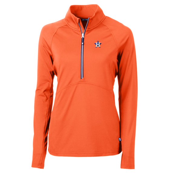 Women's Cutter & Buck Orange Houston Astros Adapt Eco Knit Stretch Half-Zip Pullover Top