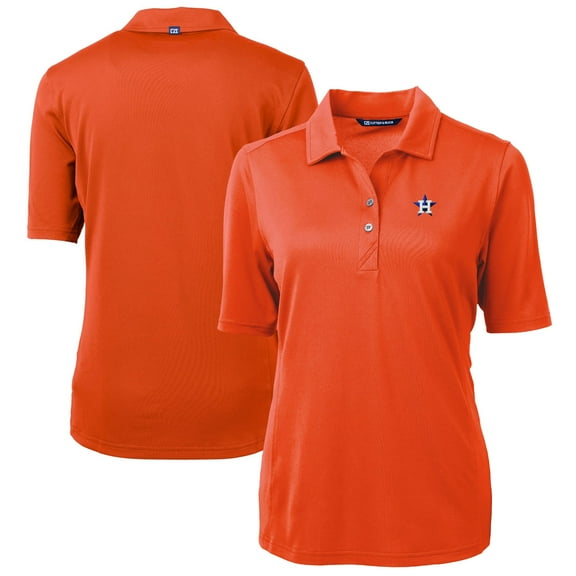Women's Cutter & Buck Orange Houston Astros DryTec Virtue Eco Pique Recycled Polo