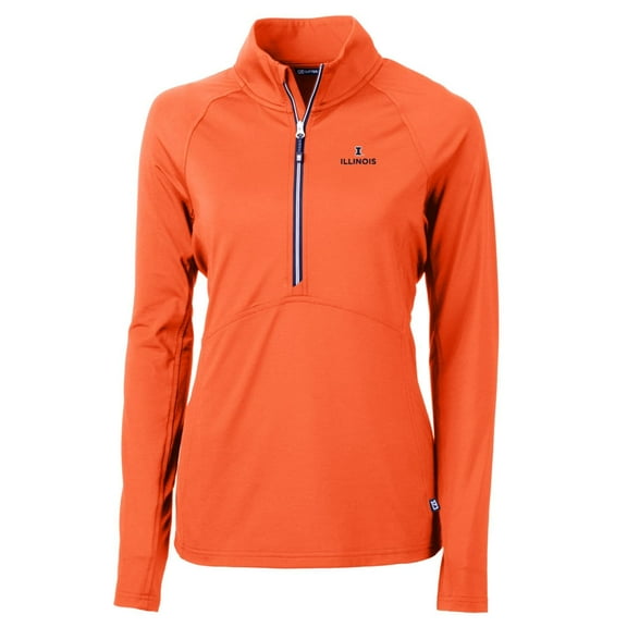 Women's Cutter & Buck Orange Illinois Fighting Illini Adapt Eco Knit Half-Zip Pullover Jacket