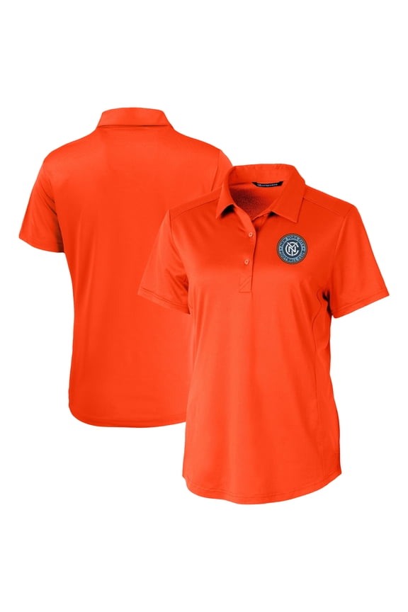 Women's-Cutter & Buck Orange New York City FC Prospect Eco Textured Stretch Recycled Polo