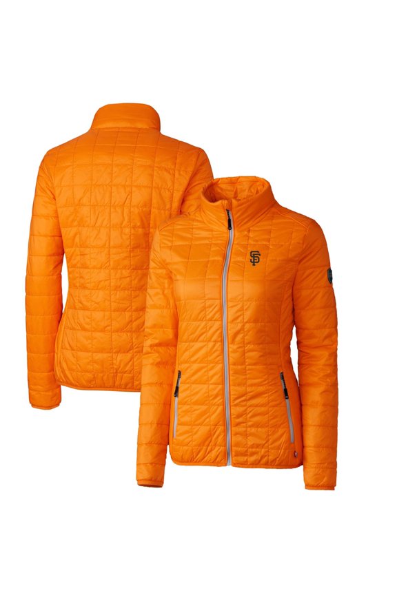 Women's Cutter & Buck Orange San Francisco Giants Rainier PrimaLoft Eco Full-Zip Puffer Jacket