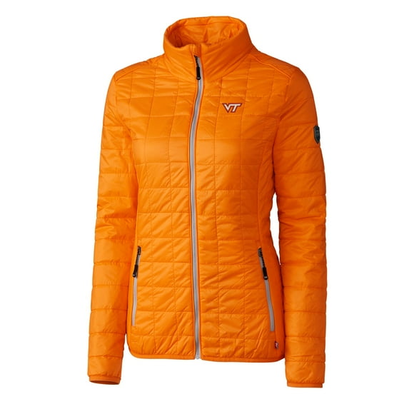Women's Cutter & Buck Orange Virginia Tech Hokies Rainier Full-Zip Puffer Jacket