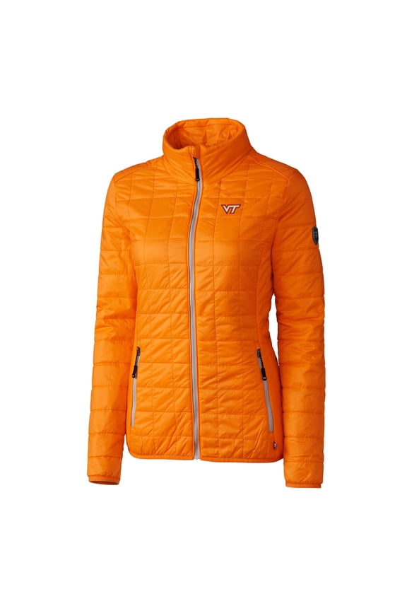 Women's Cutter & Buck Orange Virginia Tech Hokies Rainier Full-Zip Puffer Jacket