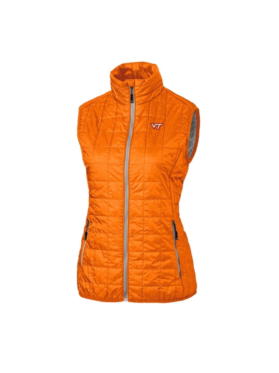 Women's Cutter & Buck Orange Virginia Tech Hokies Rainier Full-Zip Puffer Vest