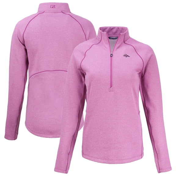 Women's Cutter & Buck Pink Denver Broncos Peshastin Eco Fleece Recycled Half-Zip Top