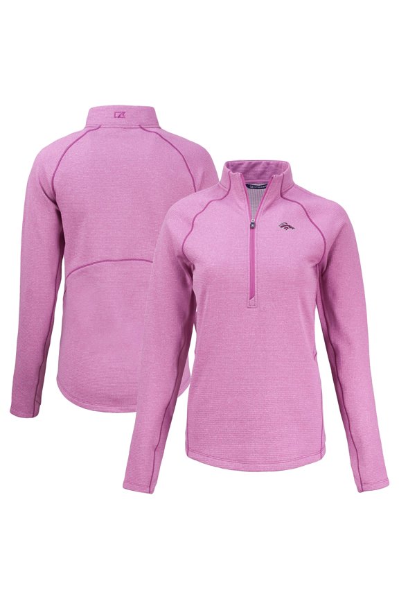 Women's Cutter & Buck Pink Denver Broncos Peshastin Eco Fleece Recycled Half-Zip Top